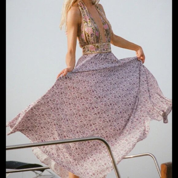 Spell Gypsy Collective Sienna Halter Maxi Dress Backless Sundress Summer Lilac - Picture 3 of 13